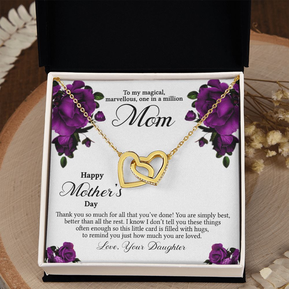 Mom Necklace Gifts for Mom from Daughter to Mom Gifts for Mothers Day from Daughter, To My Mom Necklace from Daughter to Mom Birthday Gifts Necklace with Message Card and Gift Box3 Interlocking Hearts Necklace