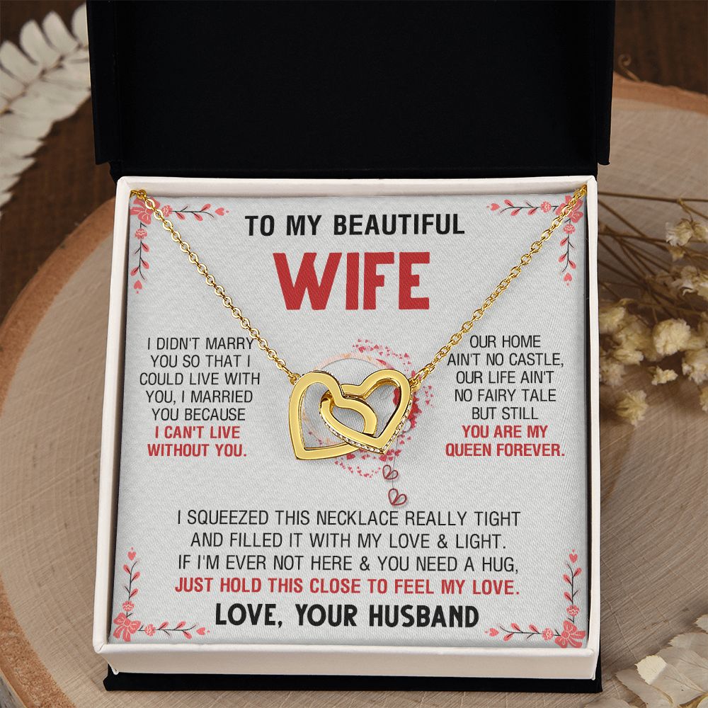 To My Beautiful Wife Necklace, Wedding Anniversary Jewelry For Women, Necklace For Wife from Husband, Gifts For Wife Birthday Gifts Necklace, Jewelry With Message Card In A Gift Box