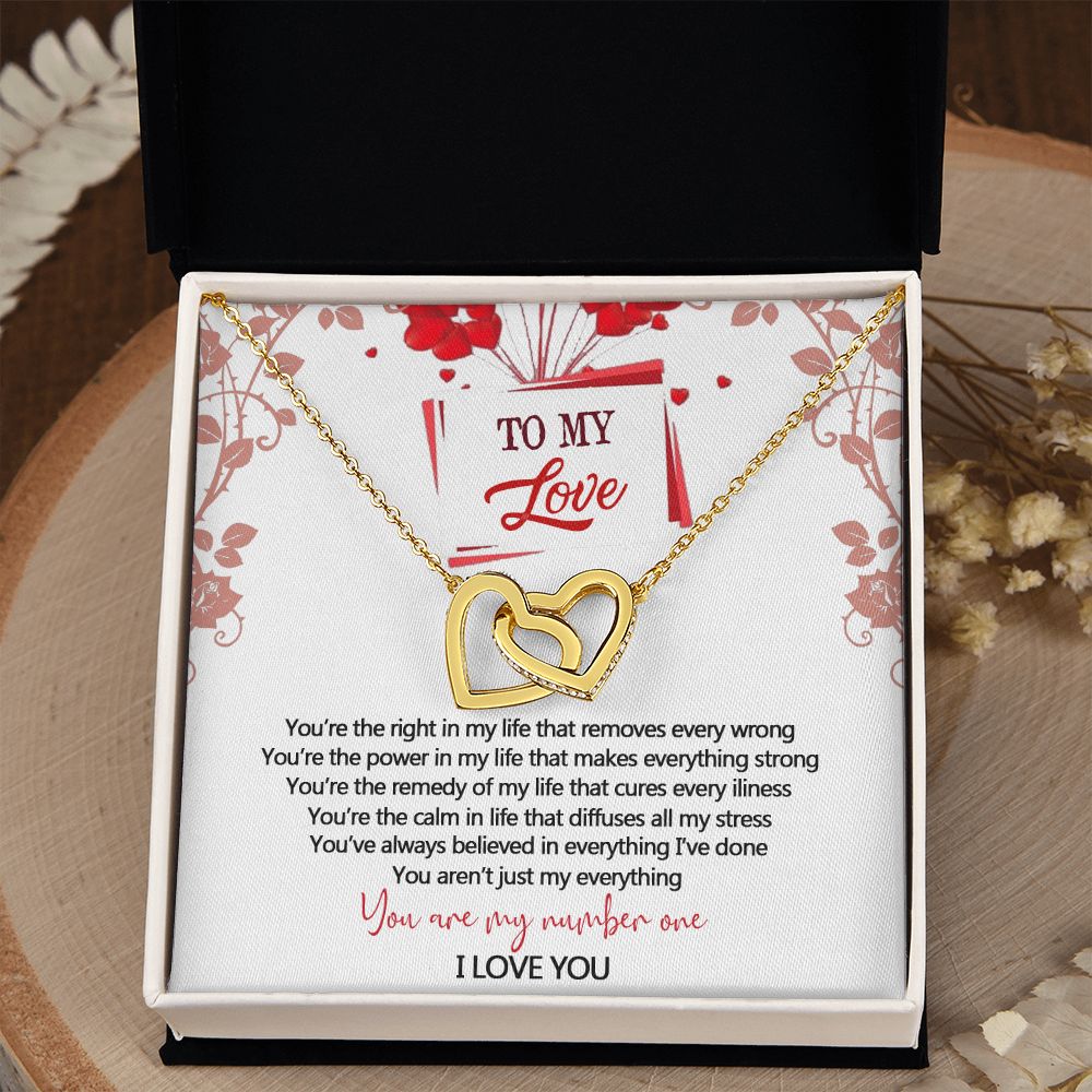 To My Love Interlocking Hearts Necklace With Box Message Card, Gift For My Love Interlocking Hearts Necklace