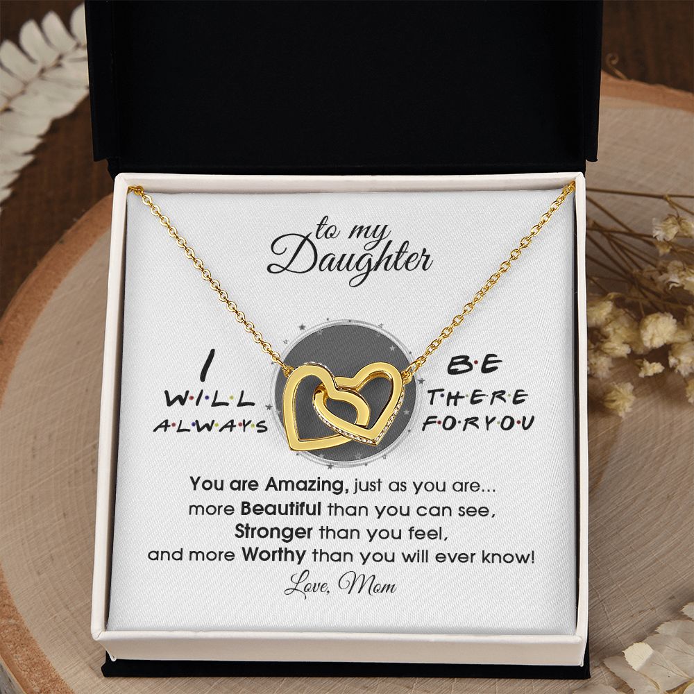 Mother Daughter Gift Ideas, To My Daughter Gift Necklace from Mom, Jewelry Pendant Present for Daughter, Birthday Christmas Gift Graduation Gifts for Daughters, Mother and Daughter Necklace 33 Interlocking Hearts Necklace