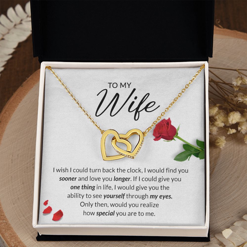 Birthday Gifts For Wife, Necklace Gifts For Wife From Husband, To My Wife Jewelry For Women , To My Wife Necklace  from Husband Wedding Anniversary Present For Wife, Beautiful Wife Jewelry Christmas22 Interlocking Hearts Necklace