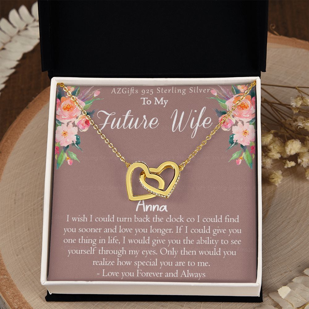 To My Future Wife Necklace from Future Husband Boyfriend Gift for Girlfriend Personalized Necklace Gift for Girlfriend Pendant Jewelry for Fiance Romantic Gifts For Her Interlocking Hearts Necklace