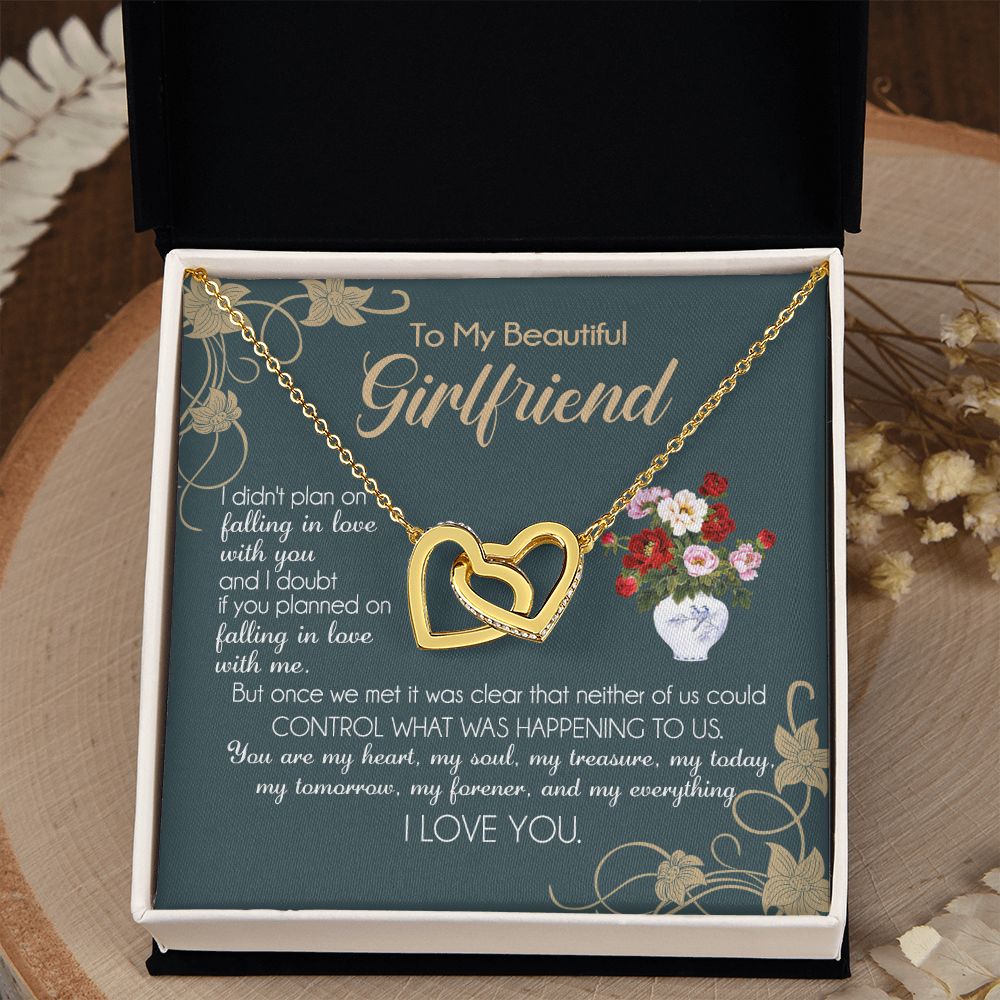 To My Girlfriend Necklace Valentine Gift From Boyfriend Necklace for Girlfriend Interlocking Hearts Necklace
