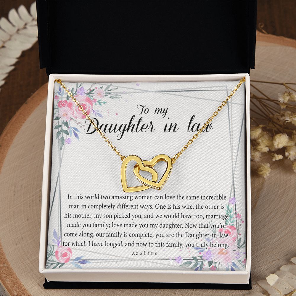 Daughter In Law Gifts Ideas, Daughter In Law Necklace, Gifts For Future Daughter In Law, Daughter In Law Birthday Gifts, Daughter-in-law Gifts From Mother In Law, Birthday Gifts For Daughter Interlocking Hearts Necklace
