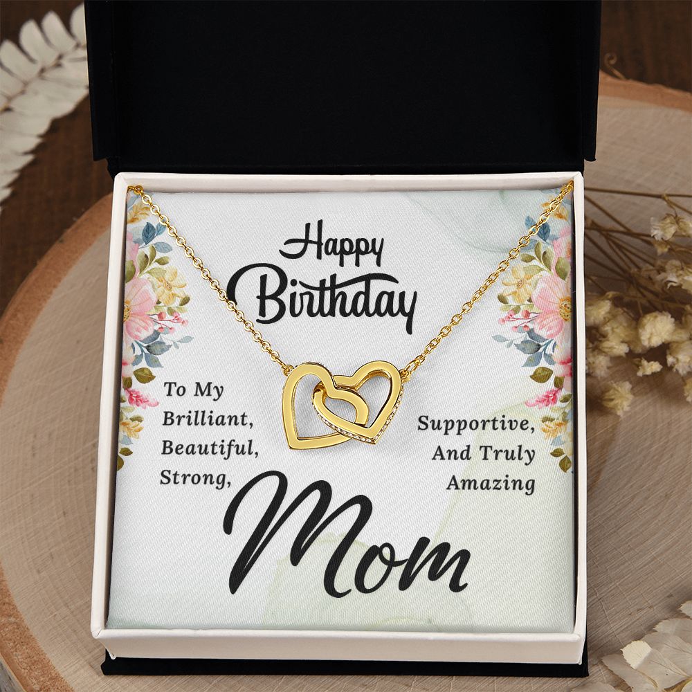 Mom Necklace Gifts for Mom from Daughter to Mom Gifts for Mothers Day from Daughter, To My Mom Necklace from Daughter to Mom Birthday Gifts Necklace with Message Card and Gift Box2229 Interlocking Hearts Necklace