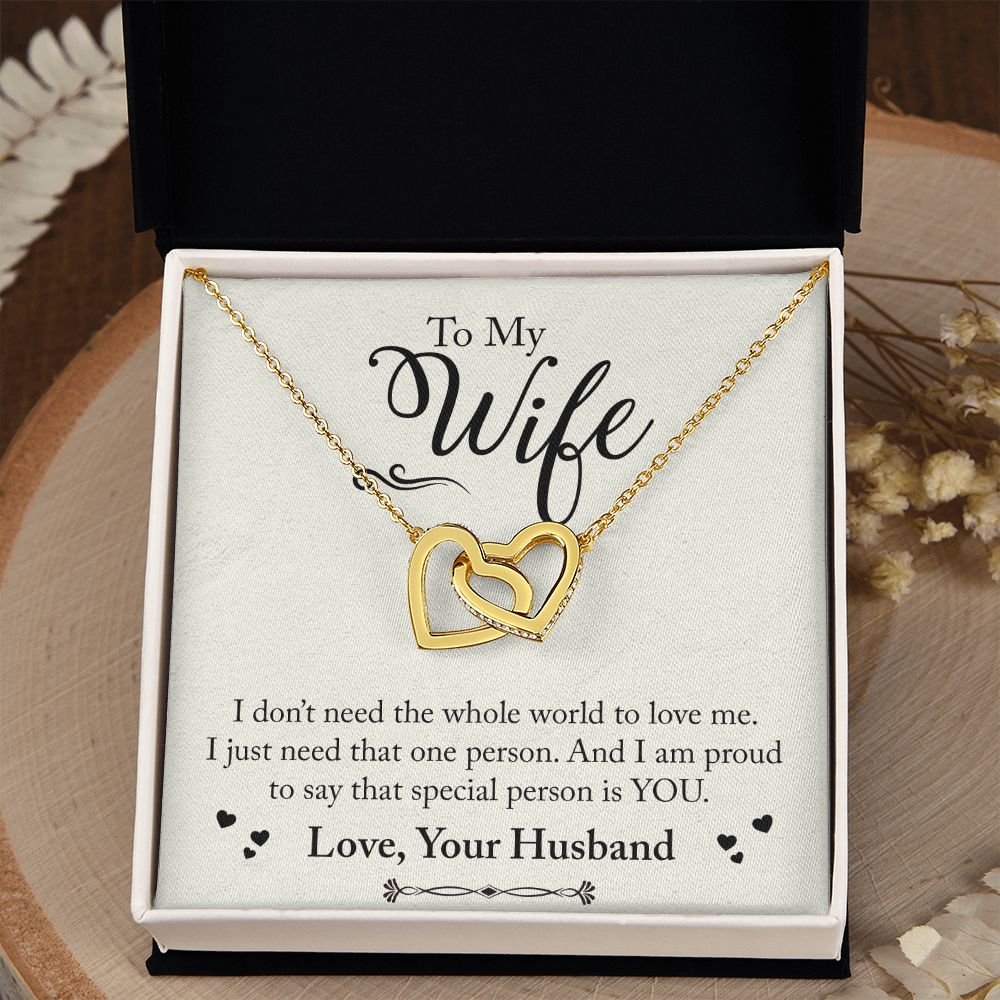 To My Wife Necklace from Husband, Personalized Necklace for Women, Luxury Necklace for Wife from Man Men, Wedding Anniversary Present For Wife, Beautiful Wife Jewelry Christmas Birthday Gift For Wife24 Interlocking Hearts Necklace