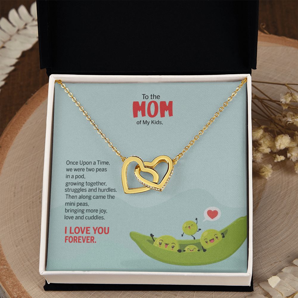 To My Mom Peas Pod Necklace From Kids, Gift For Mom On Mother's Day Jewelry Mom Interlocking Hearts Necklace