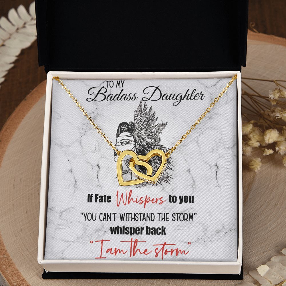 Bonus Daughter Gifts From Stepdad, Step Daughter Gifts From Stepmom, Stepdaughter Gifts From Stepdad, Father Stepdaughter Necklace, To My Bonus Daughter Necklaces, Christmas Gifts For Bonus10 Interlocking Hearts Necklace