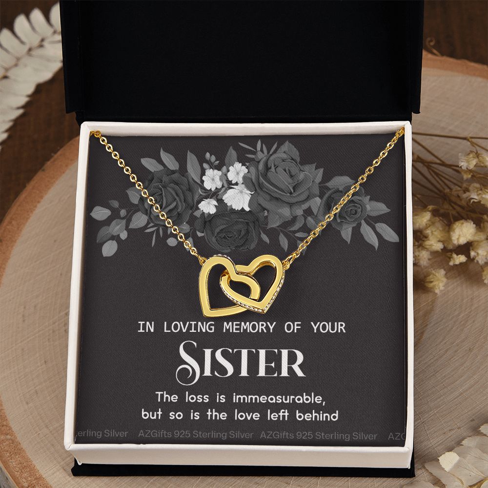 In Memory Of Your Sister, Sympathy Gift Loss Of Sister, Sympathy Gift Box, Loss Of Sister Necklace, Loss Of Sister, Loss Of A Sister Interlocking Hearts Necklace
