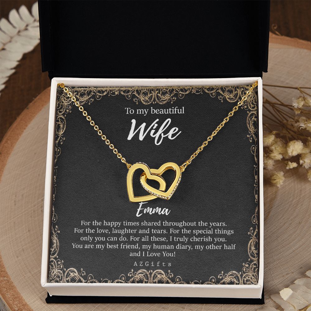 To My Wife Necklace from Husband, Personalized Necklace for Women, Luxury Necklace for Wife from Man Men, Wedding Anniversary Present For Wife, Beautiful Wife Jewelry Christmas Birthday Gifts For Wife9 Interlocking Hearts Necklace
