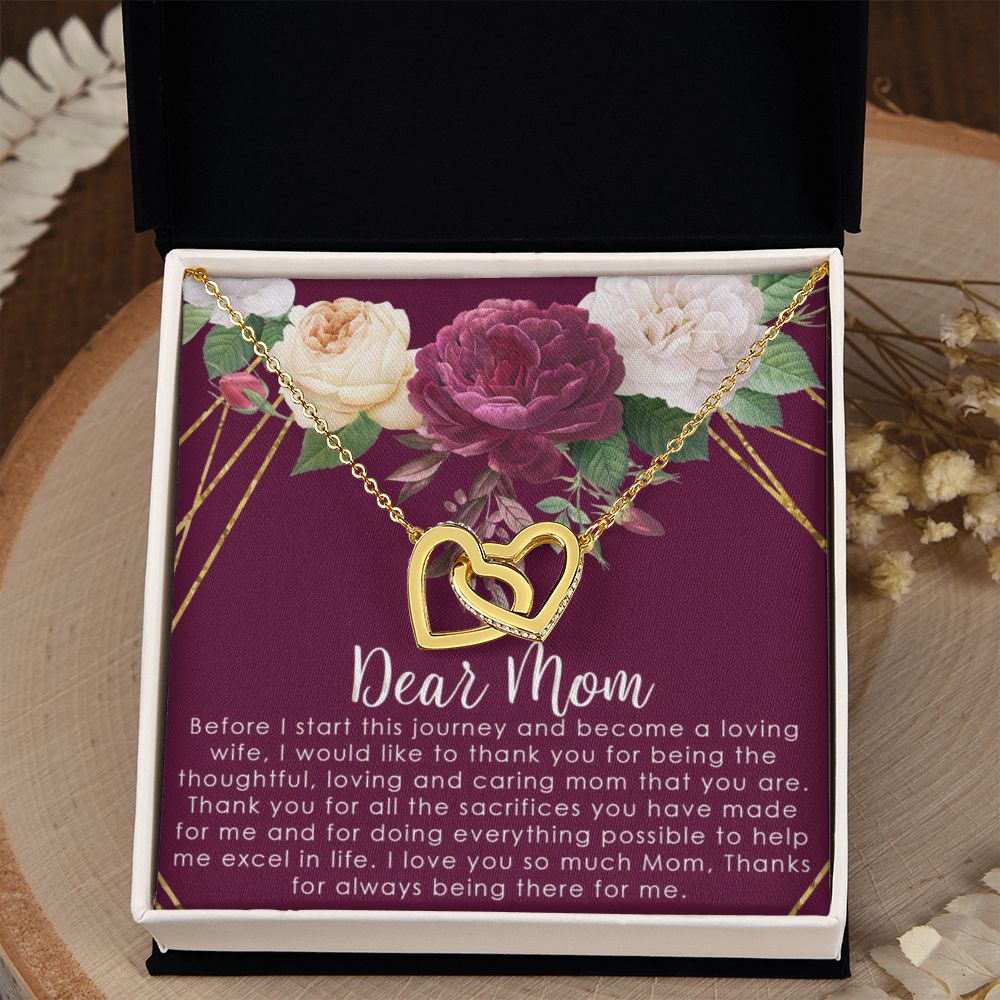 To My Mom Necklace, Gift For Mom, Mother's Day Gift from Daughter, Mom Jewelry Gift for Mothers Day, Birthday Gift for Mother, Moms Gift from Daughter Son, Necklace for Mom Mother2 Interlocking Hearts Necklace