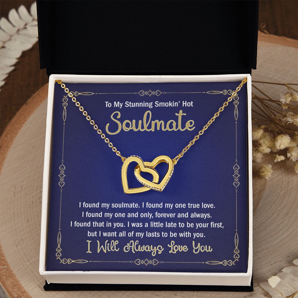 To My Smokin Hot Soulmate Necklace - Wife Gifts From Husband To My Wife Necklace, Gift for Her Romantic, Girlfriend Gifts Necklace for Wife from Men Includes Message Card and Gift Box 6 Interlocking Hearts Necklace