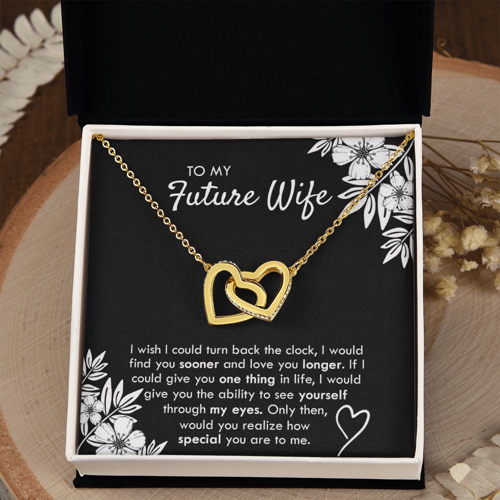 To My Future Wife Necklace, Alluring Beauty Necklace with Message Card and Gift Interlocking Hearts Necklace