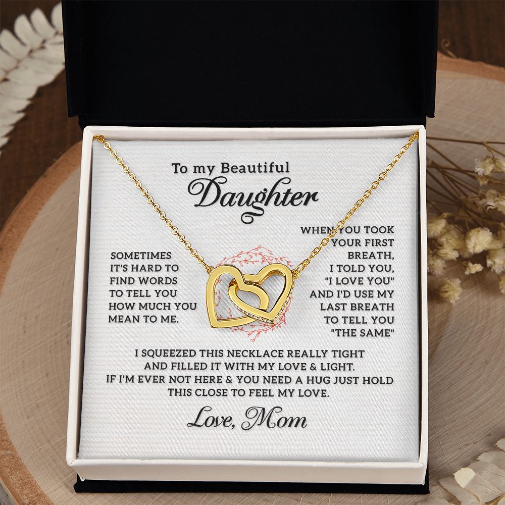 To My Beautiful Daughter Necklace from Mom, Mother and Daughter Necklace, Gift for Daughter, Necklace for Daughter, Gift for Daughter from Mom, Daughter Gift from Mother 301 Interlocking Hearts Necklace