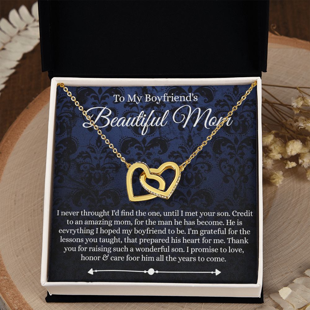 To My Boyfriend's Mom Mother's Day Necklace, Mother-in-law Necklace, Necklace Gift For Boyfriend’s Mom, To My Boyfriends Mom Gift, Future Mother-in-law Necklace for Boyfriend's Mom Interlocking Hearts Necklace