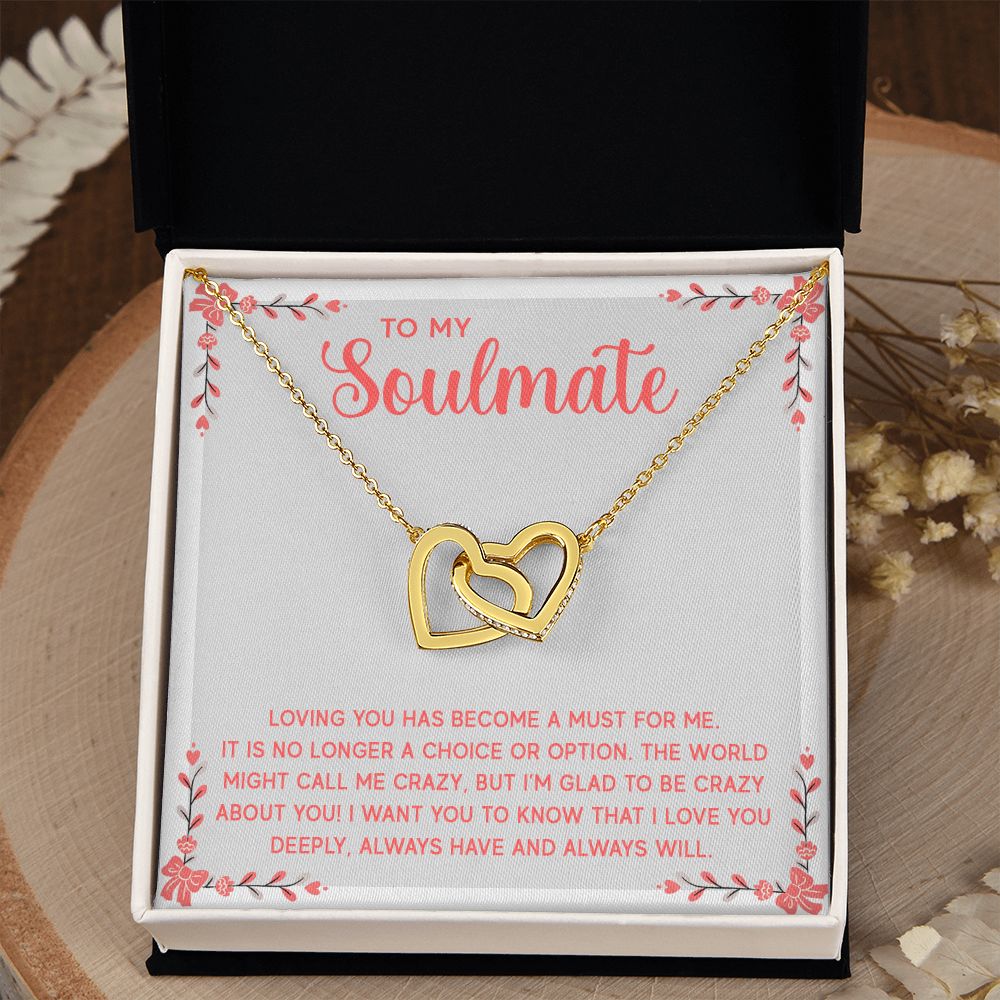 To My Soulmate Necklace for Women Birthday Christmas Jewelry Gifts For My Wife with Message Card Box Personalized Gift Present Pendant for Future Wife Soulmate Girlfriend Love 14 Interlocking Hearts Necklace