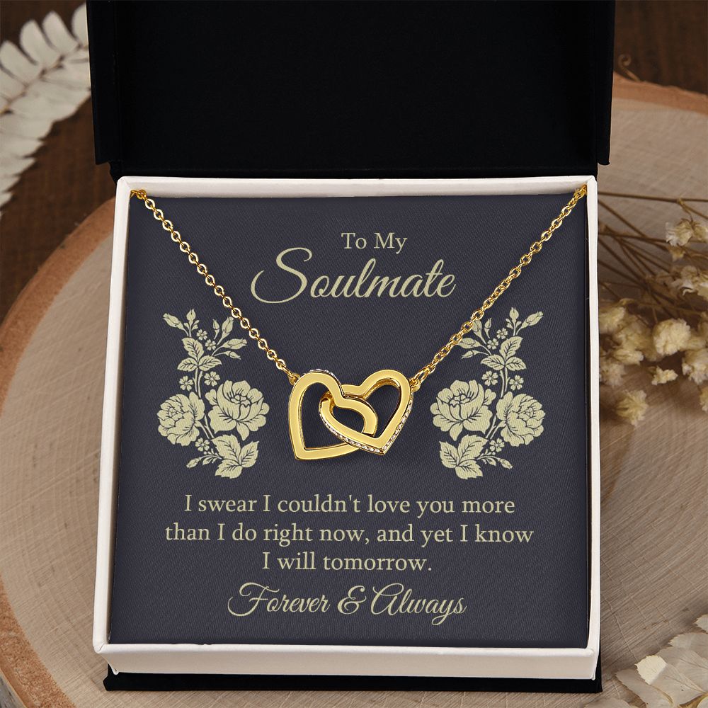 To my soulmate - I swear I couldn't love you Interlocking Hearts Necklace