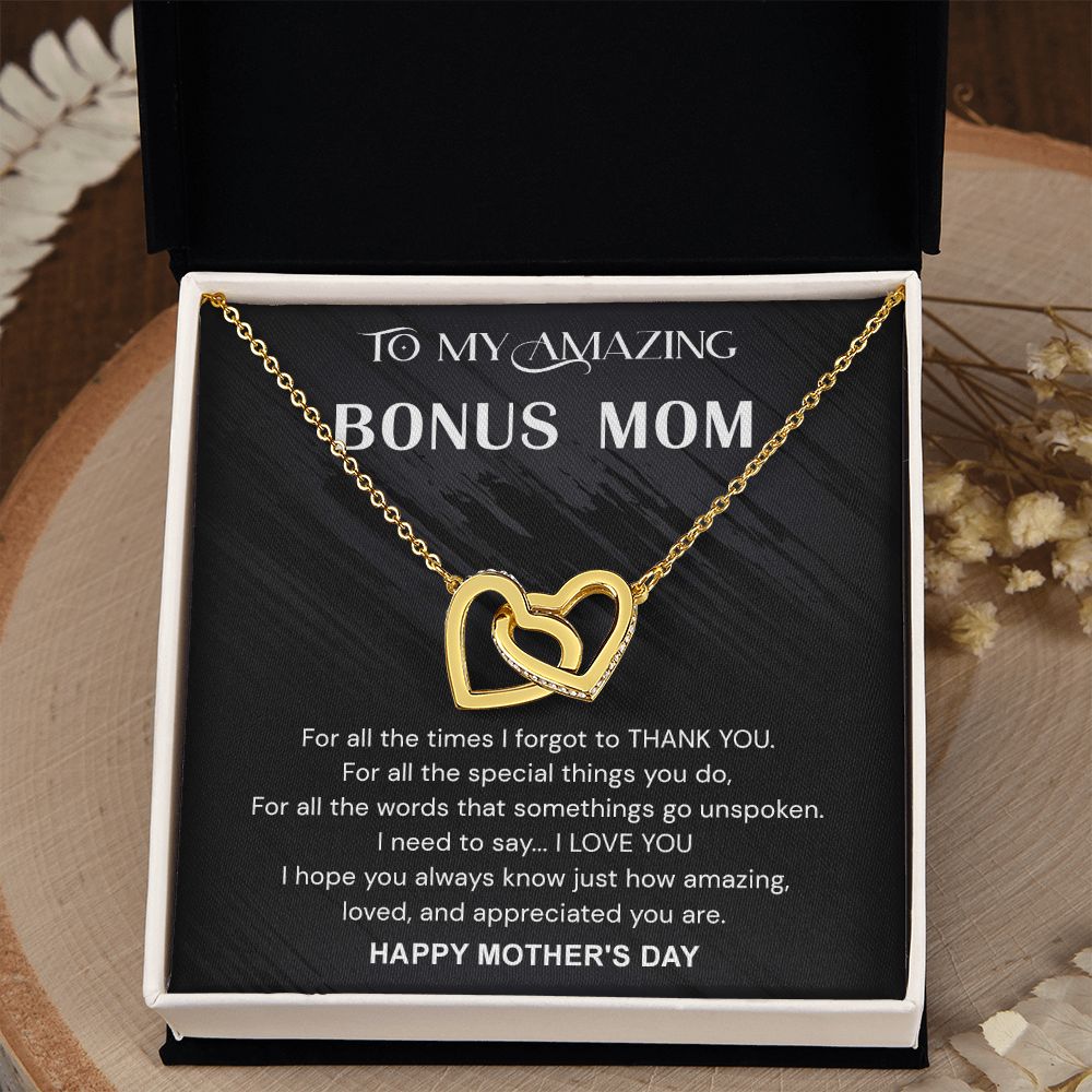 Mother's Day Gifts For Bonus Mom, Bonus Mom Mothers Day Gift, Bonus Mom Necklace, Gift For Bonus Mom On Mother's Day Interlocking Hearts Necklace
