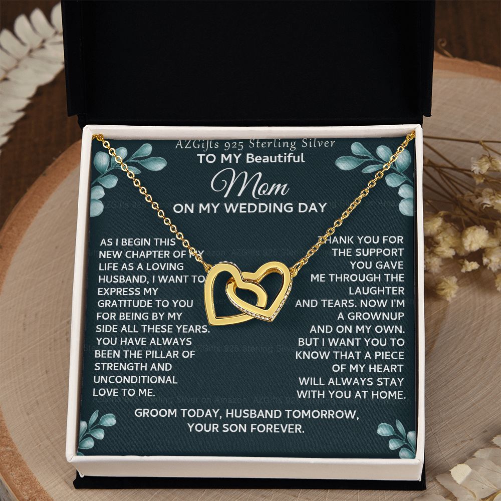 To My Beautiful Mom Necklace from Son, Gift for Mom, Gift from Son for Mother, Mother of Groom Gift, Necklace for Mother of Groom Wedding Day, To my Mom Necklace 301 Interlocking Hearts Necklace