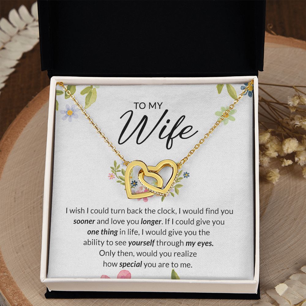 Birthday Gifts For Wife, Necklace Gifts For Wife From Husband, To My Wife Jewelry For Women , To My Wife Necklace  from Husband Wedding Anniversary Present For Wife, Beautiful Wife Jewelry Christmas17 Interlocking Hearts Necklace
