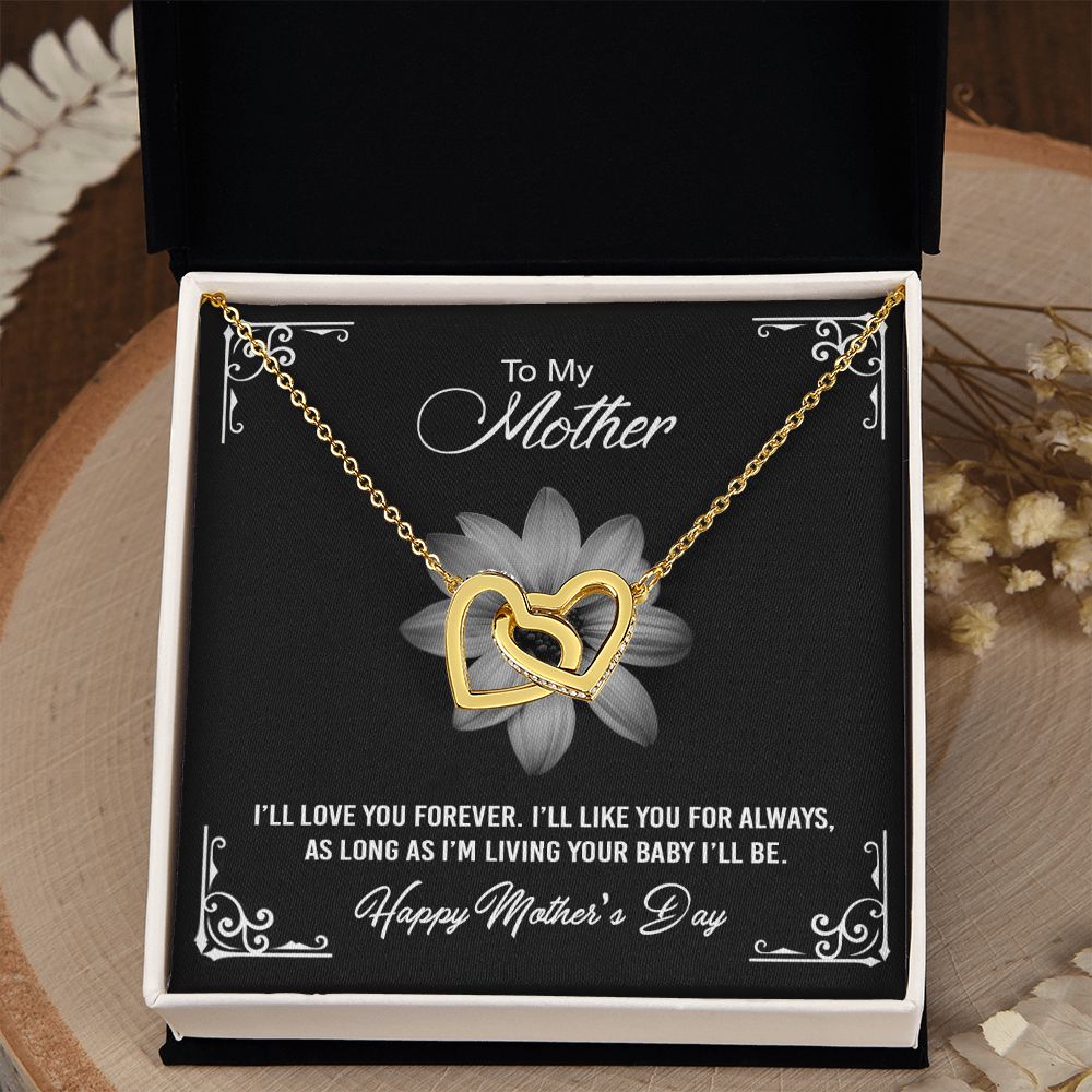 Mom Necklace Gifts for Mom from Daughter to Mom Gifts for Mothers Day from Daughter, To My Mom Necklace from Daughter to Mom Birthday Gifts Necklace with Message Card and Gift Box2247 Interlocking Hearts Necklace