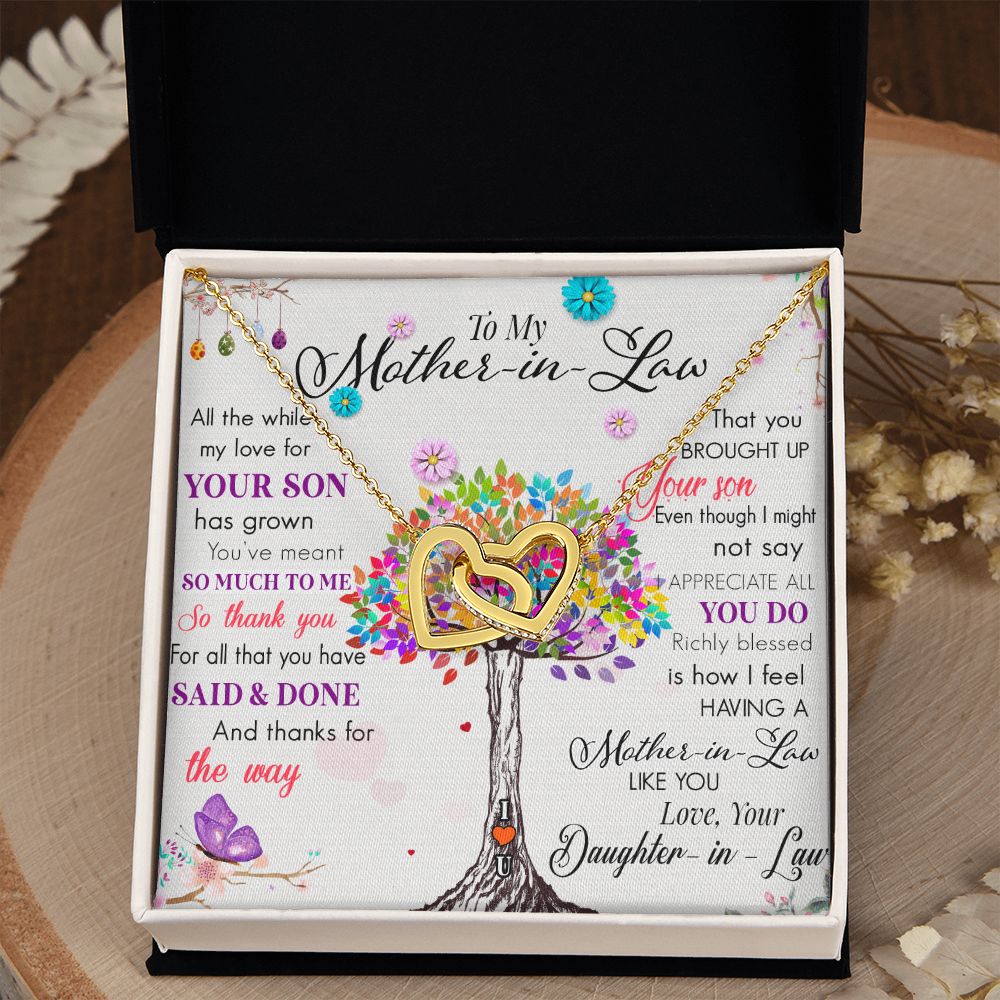 Mother in Law Necklace, Jewelry for Women, Future Mother in Law Gifts from Daughter in Law, Mother of Bride Gifts For Mother in Law, Birthday Gifts For Mother In Law From Daughter In Law72323 Interlocking Hearts Necklace