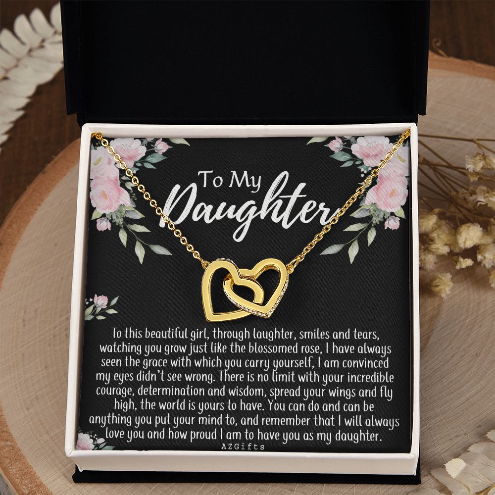 To My Daughter Gift Necklace from Mom, Mother and Daughter Necklace for Girls, Mother Daughter Gift Ideas, Jewelry Pendant For Her Interlocking Hearts Necklace