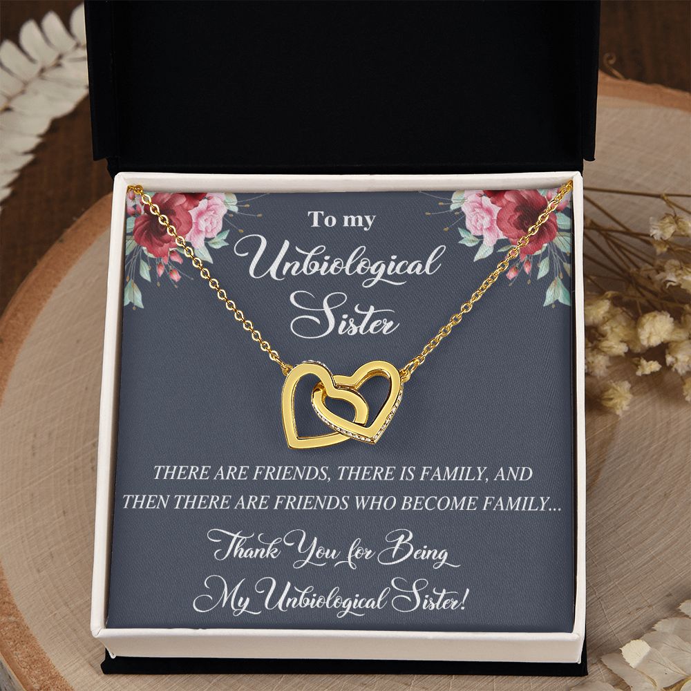 Unbiological Sister Alluring Beautiful Necklace, Best Friend Necklace, Soul Gift Interlocking Hearts Necklace