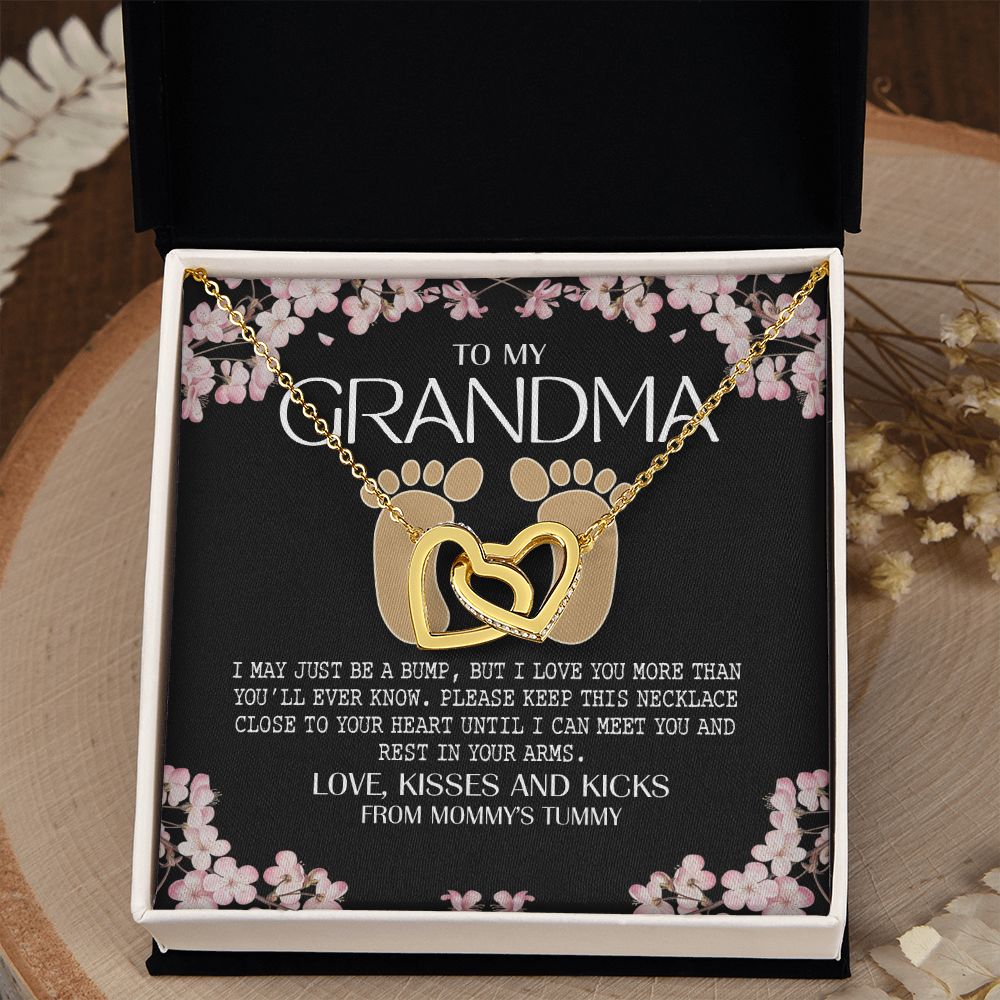 To My Grandma Necklace, Gift for Grandmother Necklace, Mothers Day Gift For Grandma Nana, Grandma Jewelry From Grandchildren GrandKids , Jewelry Box Gift For Grandma Grandmother16 Interlocking Hearts Necklace
