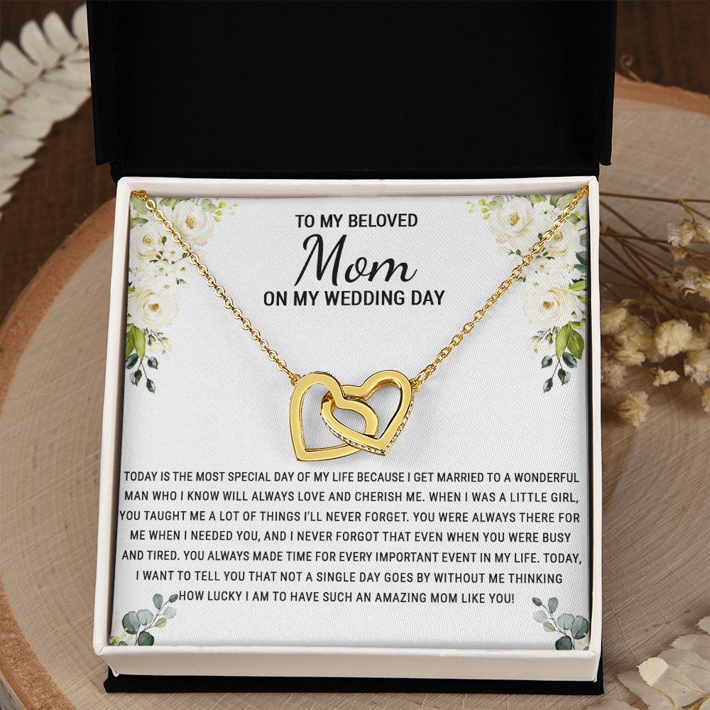 To My Mom Necklace, Gift For Mom, Mother's Day Gift from Daughter, Mom Jewelry Gift for Mothers Day, Birthday Gift for Mother, Moms Gift from Daughter Son, Necklace for Mom Mother 1 Interlocking Hearts Necklace