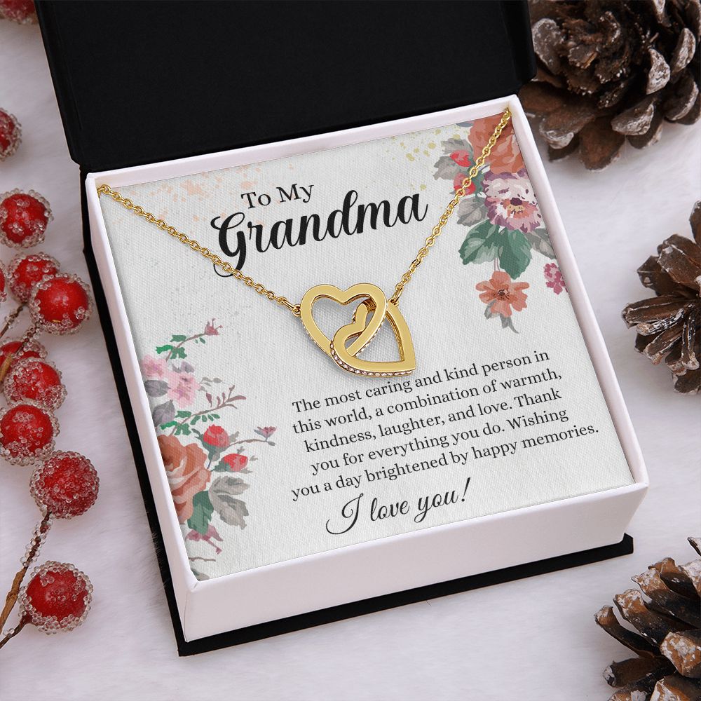 To My Grandma Necklace, Gift for Grandmother Necklace, Mothers Day Gift For Grandma Nana, Grandma Jewelry From Grandchildren GrandKids , Jewelry Box Gift For Grandma Grandmother18 Interlocking Hearts Necklace