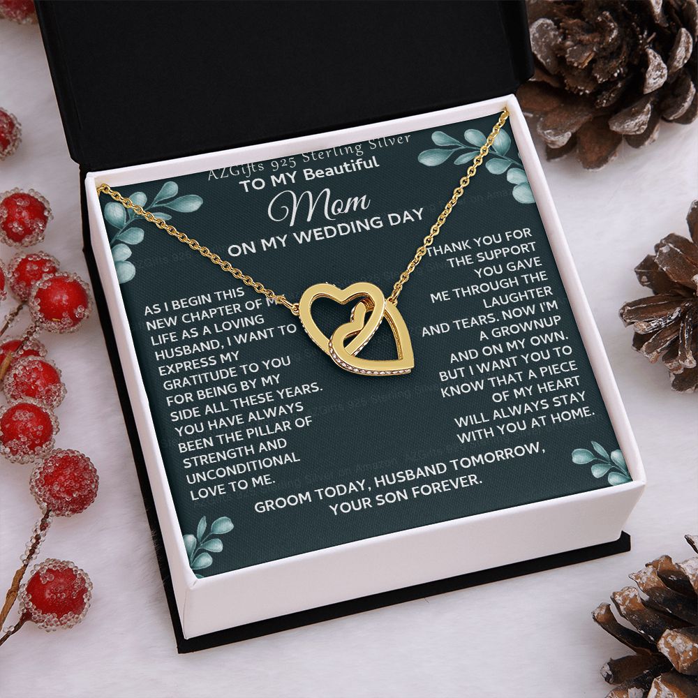 To My Beautiful Mom Necklace from Son, Gift for Mom, Gift from Son for Mother, Mother of Groom Gift, Necklace for Mother of Groom Wedding Day, To my Mom Necklace 301 Interlocking Hearts Necklace
