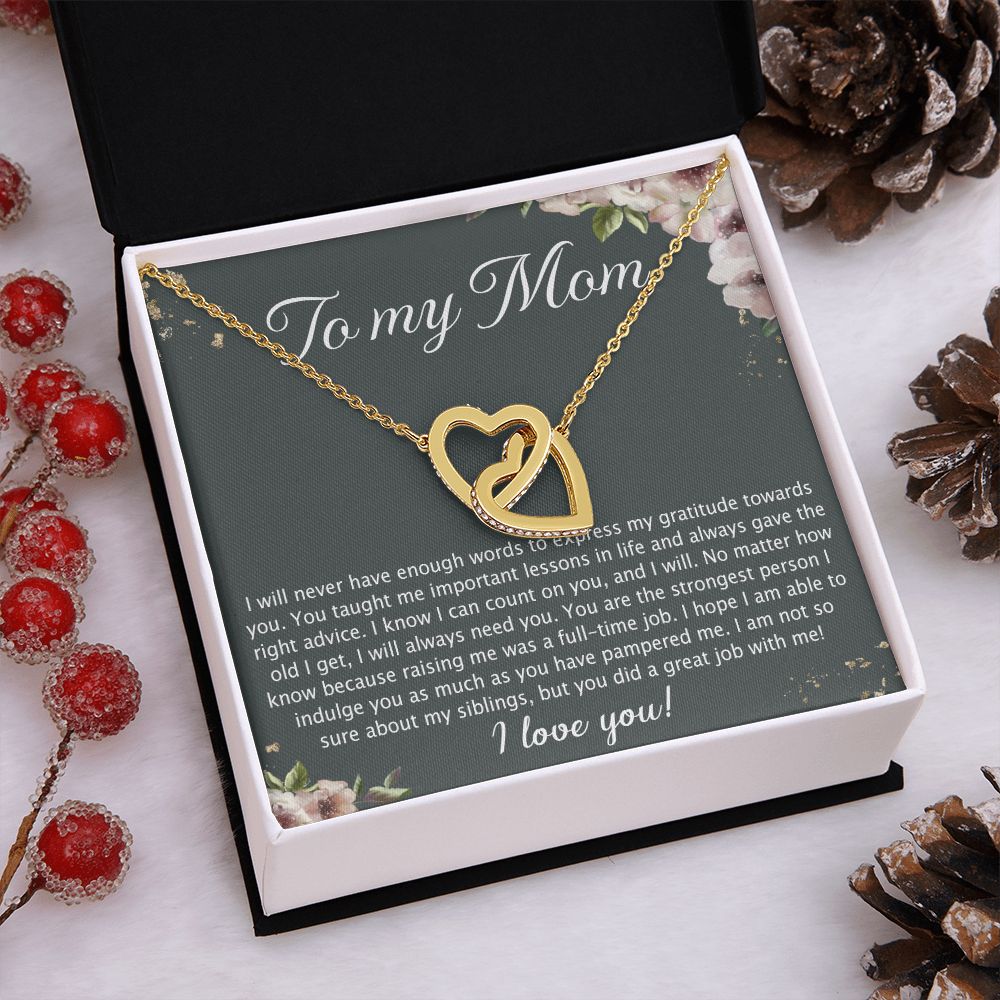 To My Mother Mom Best Friend In Law Bonus Step For Mother Day Birthday Wedding Engagement From Son Daughter Step In Law Necklace Gift Interlocking Hearts Necklace