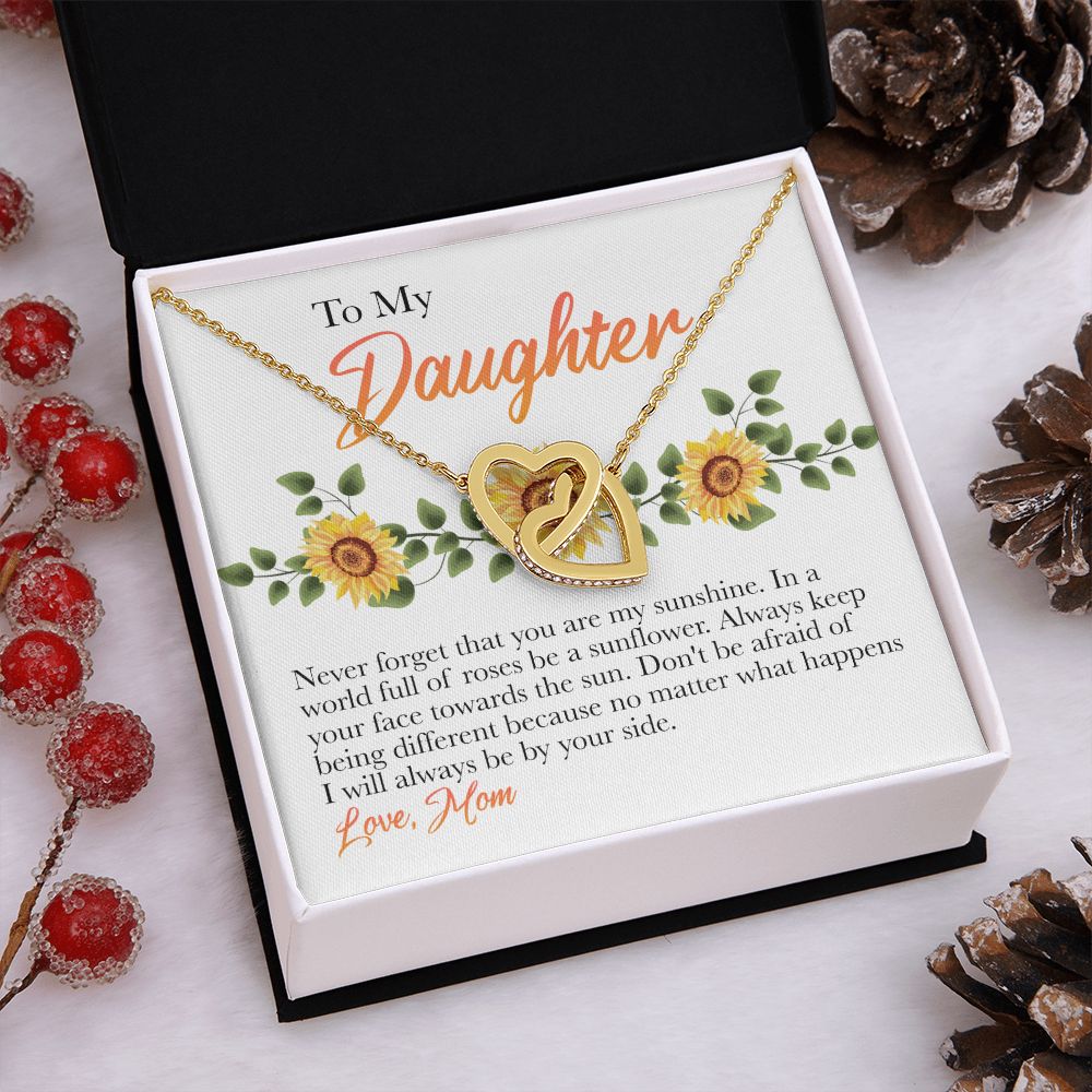 Mother Daughter Gift Ideas, To My Daughter Gift Necklace from Mom, Jewelry Pendant Present for Daughter, Birthday Christmas Gift Graduation Gifts for Daughters, Mother and Daughter Necklace 30 Interlocking Hearts Necklace