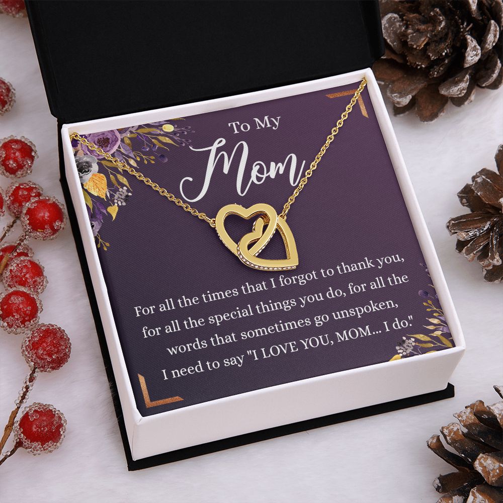To My Mother Gift Necklace To Mom, Mother, Mommy, Momma from Child Special Mother Gift for Birthday Mothers Day Retriment Anniversary Hoiday Present for Mom Necklace for Women Interlocking Hearts Necklace