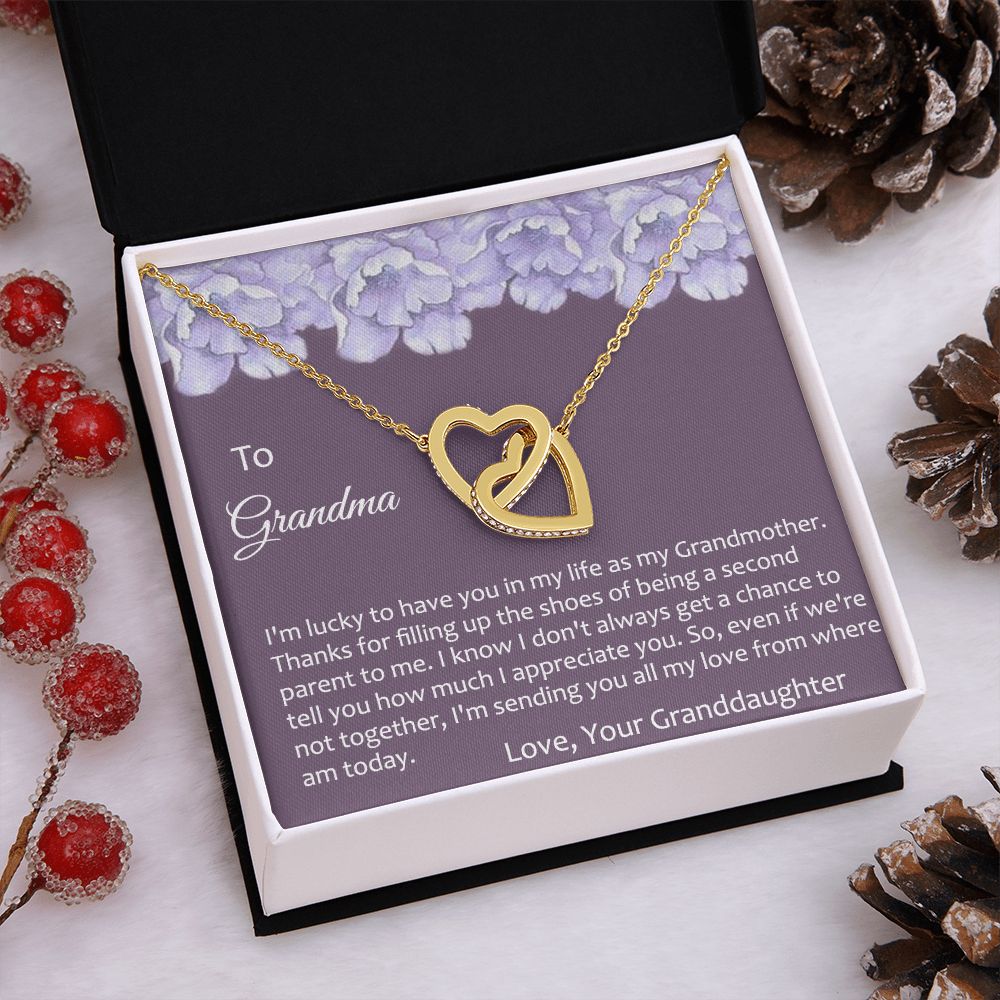 To My Grandma Necklace, Gift for Grandmother Necklace, Mothers Day Gift For Grandma Nana, Grandma Jewelry From Grandchildren GrandKids , Jewelry Box Gift For Grandma Grandmother21 Interlocking Hearts Necklace