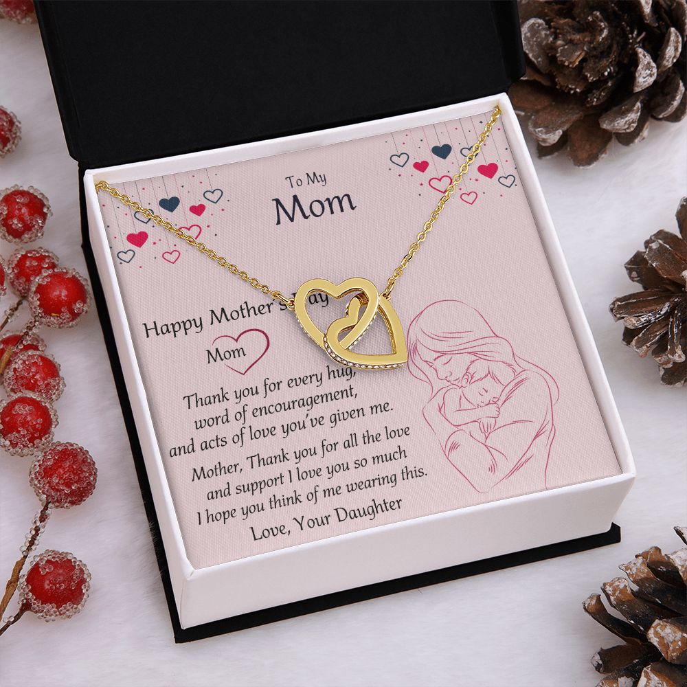 Mom Necklace Gifts for Mom from Daughter to Mom Gifts for Mothers Day from Daughter, To My Mom Necklace from Daughter to Mom Birthday Gifts Necklace with Message Card and Gift Box10 Interlocking Hearts Necklace