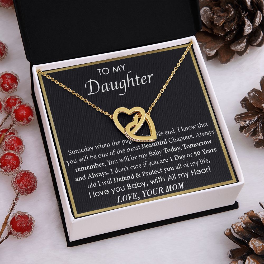 Mother Daughter Gift Ideas, To My Daughter Gift Necklace from Mom, Jewelry Pendant Present for Daughter, Birthday Christmas Gift Graduation Gifts for Daughters, Mother and Daughter Necklace 2136 Interlocking Hearts Necklace
