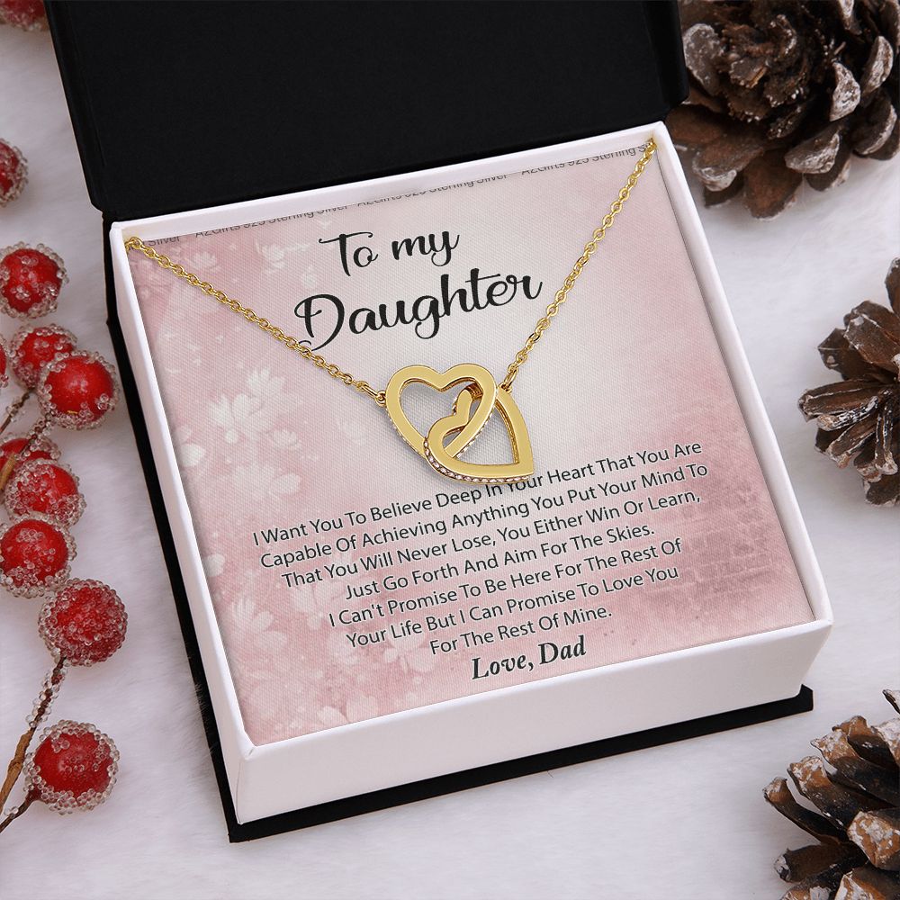 To My Daughter Necklace Gift From Mom I Love You Forever and Always Hearts Necklace For Daughter Present for Birthday Anniversary Christmas Valentine's Day Interlocking Hearts Necklace