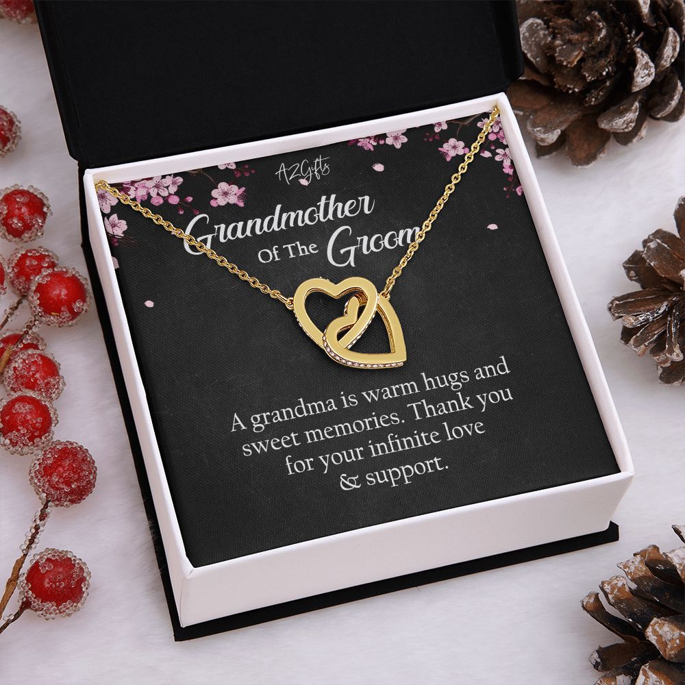 To My Grandmother Necklace, Gift for Grandmother Necklace, Mothers Day Gift For Grandma Nana, Grandma Jewelry From Grandchildren GrandKids , Jewelry Box Gift For Grandma Grandmother Interlocking Hearts Necklace