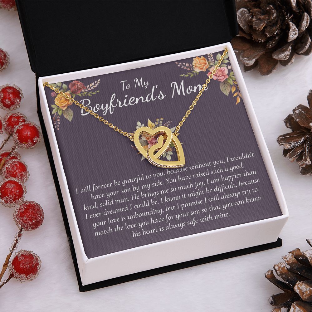 Sterling Silver Necklace for Women with Cubic Zirconia for Boyfriend's Mom Daugterin Law To My Mother in Law Necklace  Gift on Birthday Mother's Day Wedding Christmas Pendant Interlocking Hearts Necklace