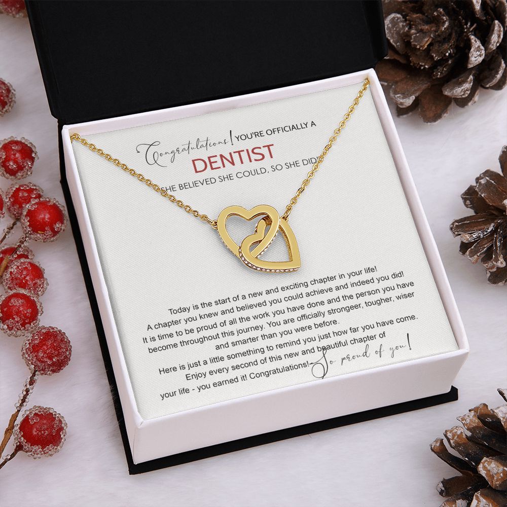 Dentist Graduation Gift Necklace, Dental Student Graduation Gift, Doctor of Dental Medicine Graduate, Dentist Jewelry Dentist Necklace For Daughter Sister Necklace For Her Granddaughter Interlocking Hearts Necklace