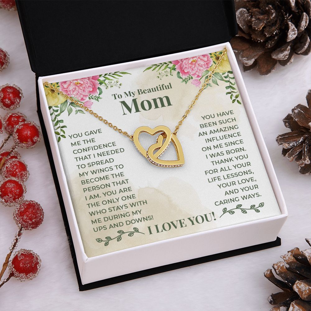 Mom Necklace Gifts for Mom from Daughter to Mom Gifts for Mothers Day from Daughter, To My Mom Necklace from Daughter to Mom Birthday Gifts Necklace with Message Card and Gift Box22 Interlocking Hearts Necklace