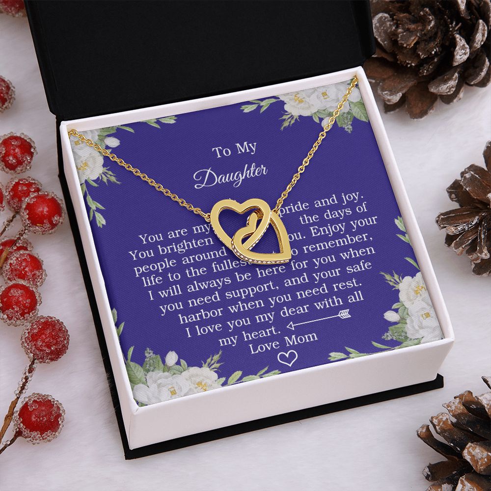 Mother Daughter Gift Ideas, To My Daughter Gift Necklace from Mom, Jewelry Pendant Present for Daughter, Birthday Christmas Gift Graduation Gifts for Daughters, Mother and Daughter Necklace 2137 Interlocking Hearts Necklace