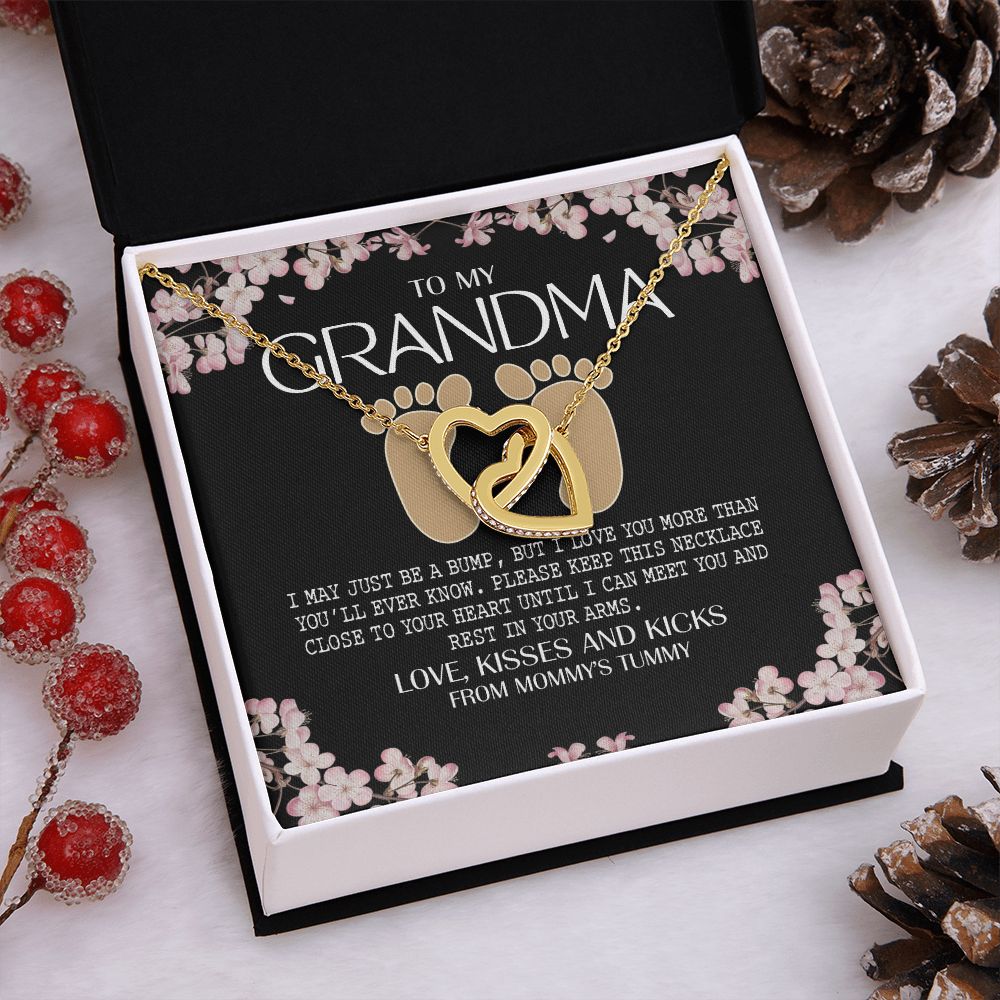 To My Grandma Necklace, Gift for Grandmother Necklace, Mothers Day Gift For Grandma Nana, Grandma Jewelry From Grandchildren GrandKids , Jewelry Box Gift For Grandma Grandmother16 Interlocking Hearts Necklace