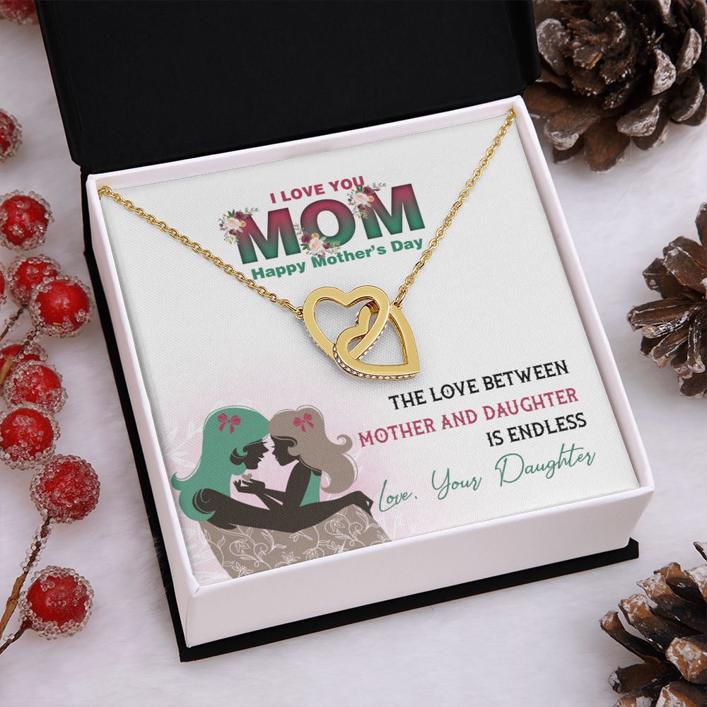 Mom Necklace Gifts for Mom from Daughter to Mom Gifts for Mothers Day from Daughter, To My Mom Necklace from Daughter to Mom Birthday Gifts Necklace with Message Card and Gift Box2236 Interlocking Hearts Necklace