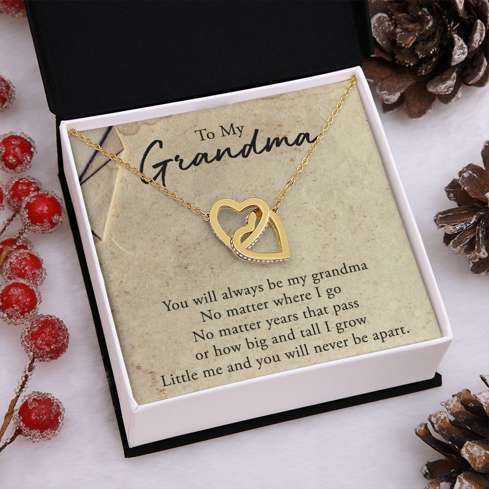 To My Grandma Necklace, Gift for Grandmother Necklace, Mothers Day Gift For Grandma Nana, Grandma Jewelry From Grandchildren GrandKids , Jewelry Box Gift For Grandma Grandmother5 Interlocking Hearts Necklace