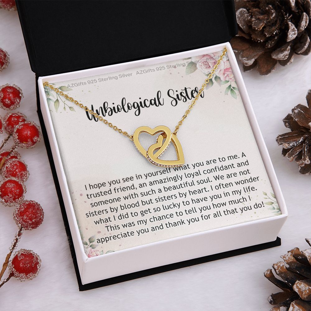 Gifts For Unbiological Sister, Unbiological Sister Gift, Unbiological Sister Gift Birthday, Gift For Best Friends Birthday, Best Friend Gift Interlocking Hearts Necklace