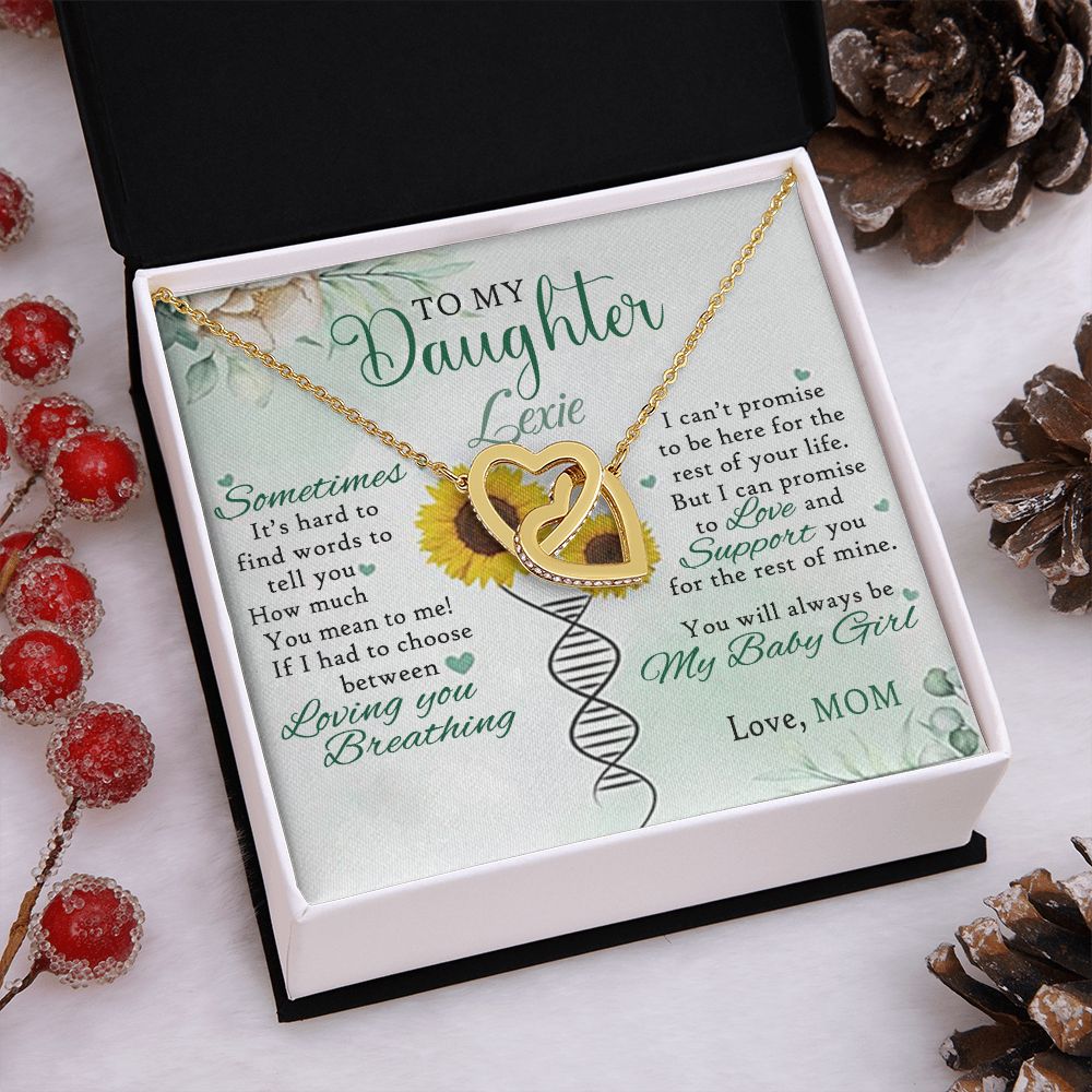 Jewelry Pendant Present for Daughter, To My Daughter Gift Necklace from Mom, Mother Daughter Gift Ideas, Birthday Christmas Gift Graduation Gifts for Daughters, Mother and Daughter Necklace 17 Interlocking Hearts Necklace