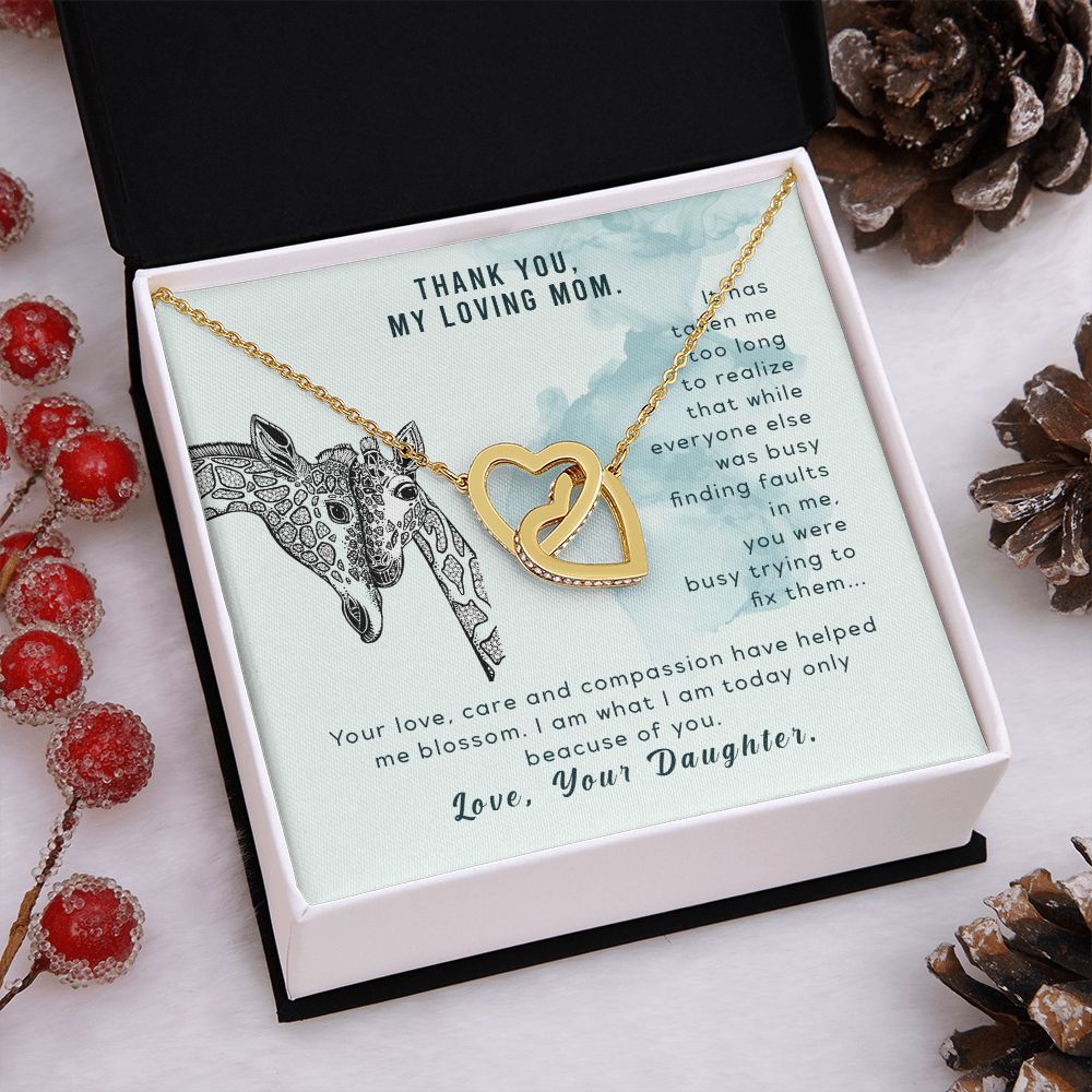 To My Thank You My Loving Mom Giraffe Necklace Pendant Gift From Mom Necklace Gift For To Daughter Birthday Daughter In Law Gift On Birthday Anniversary Gift 30821 Interlocking Hearts Necklace